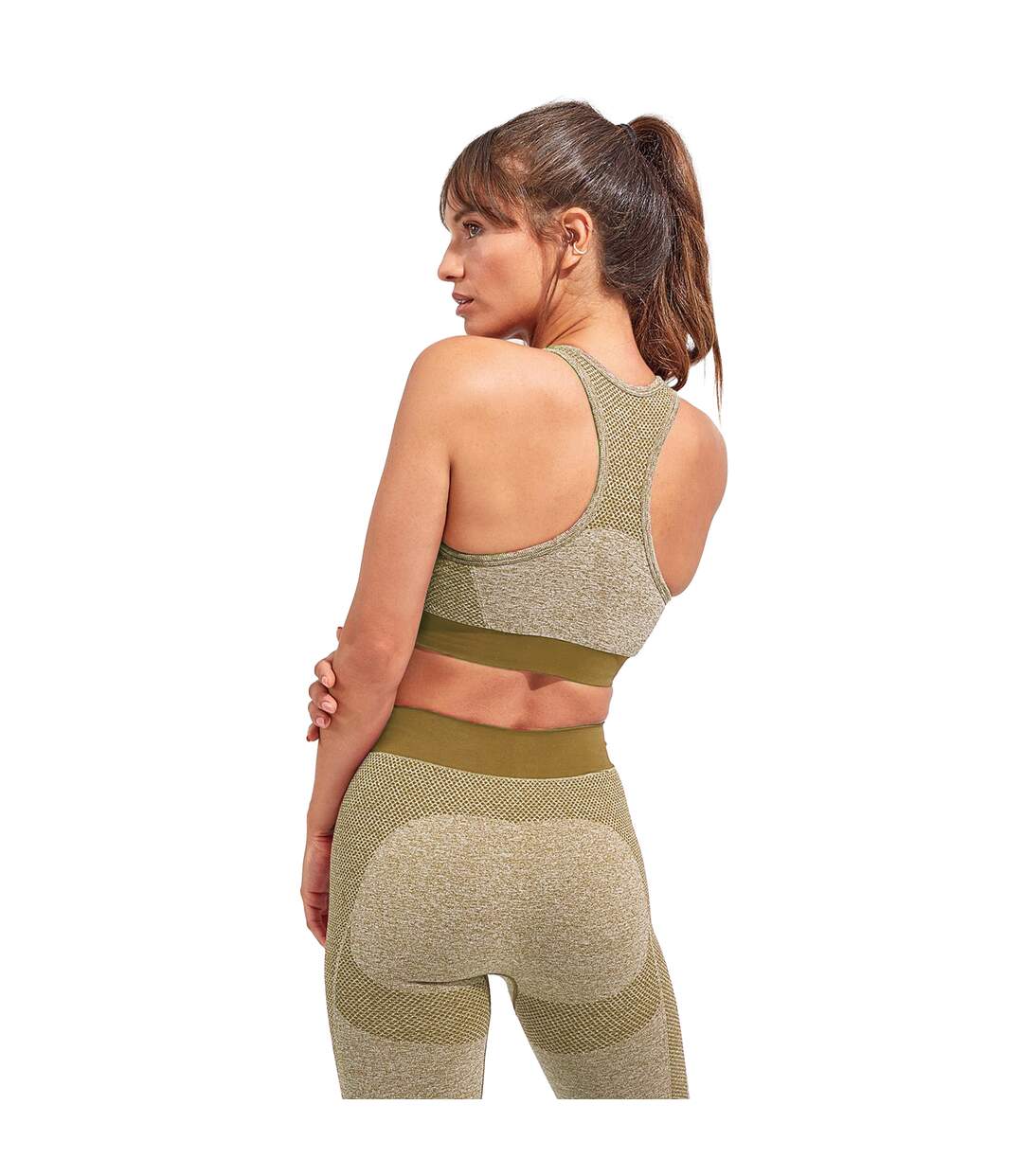 Womens/ladies seamless 3d fit multi sport sculpt bra olive green TriDri-3