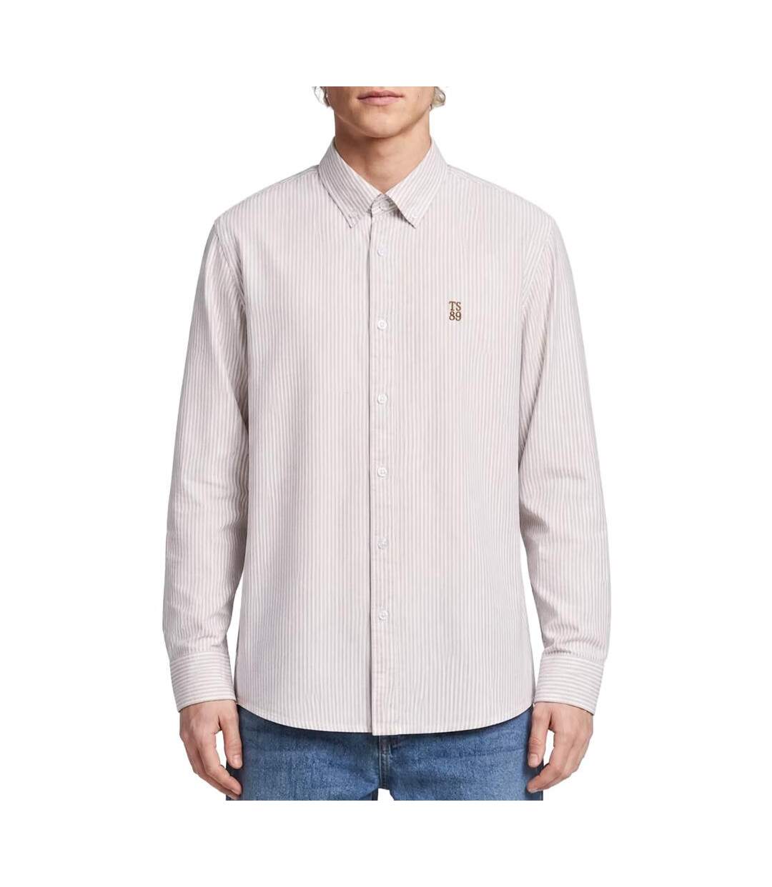 Chemise rayures beige/blanche homme teddy smith stanley-1