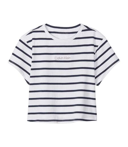 T-shirt Court Motif/style À Rayures Femme Noir Blanc Calvin Klein