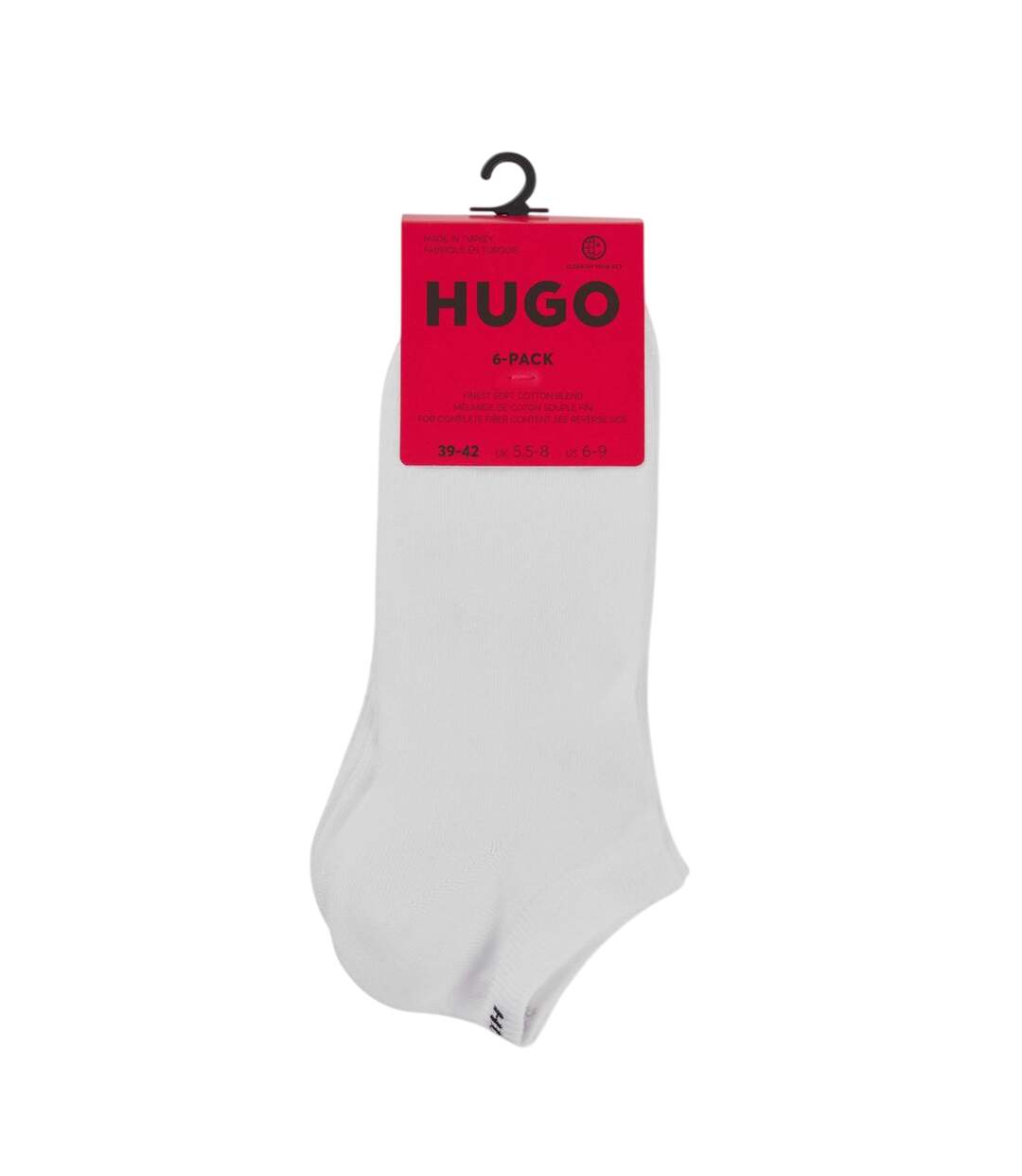 Lot De 6  Socquettes Discrètes Adulte Blanc Hugo-4
