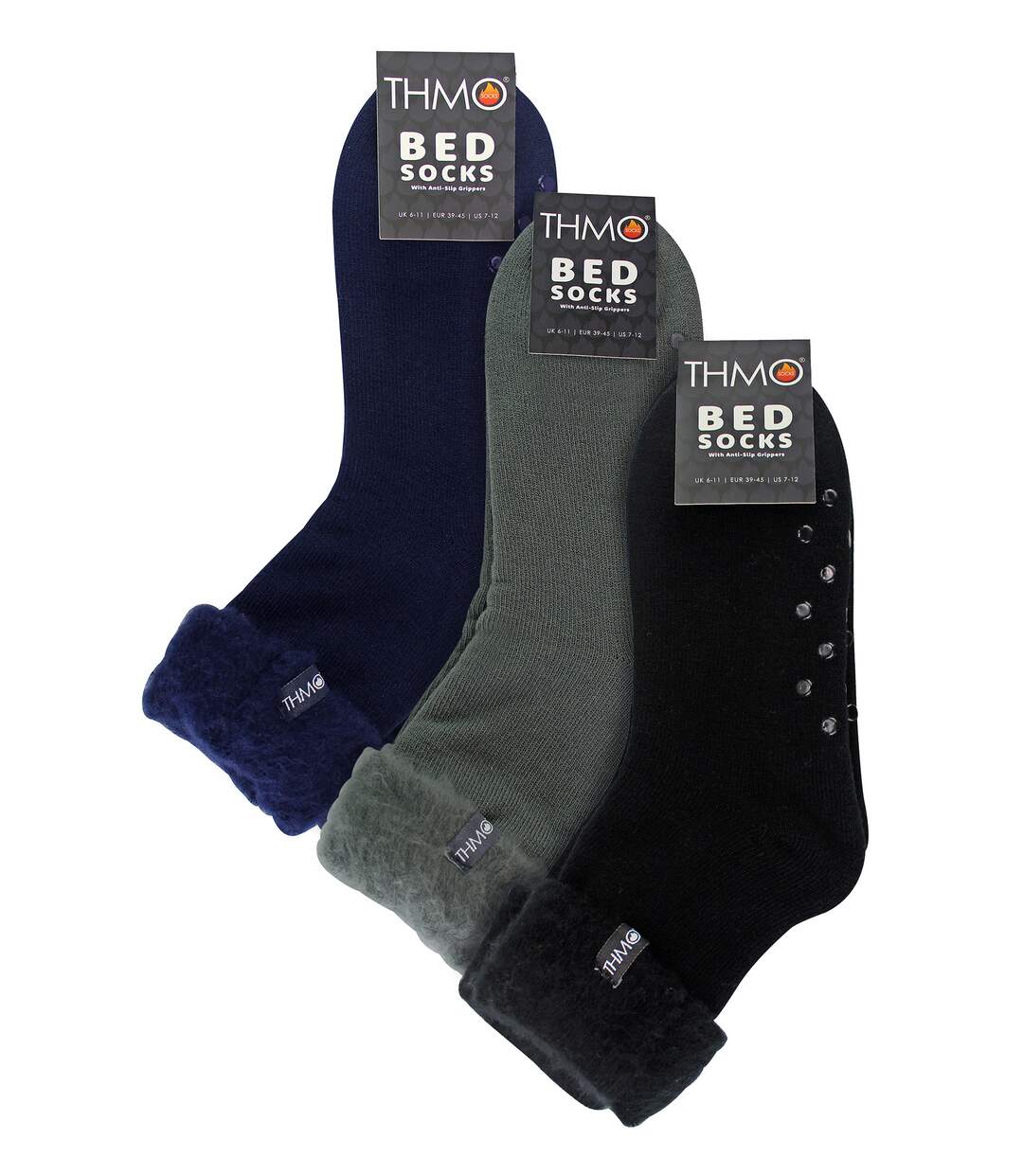 THMO - 3 Paires Homme Chaussettes de Lit Antidérapantes Maison-2