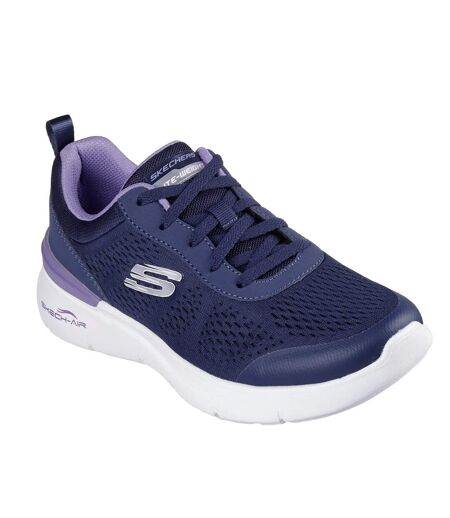 Womens/ladies dynamight 2.0 new heights skech-air trainers navy/lavender Skechers