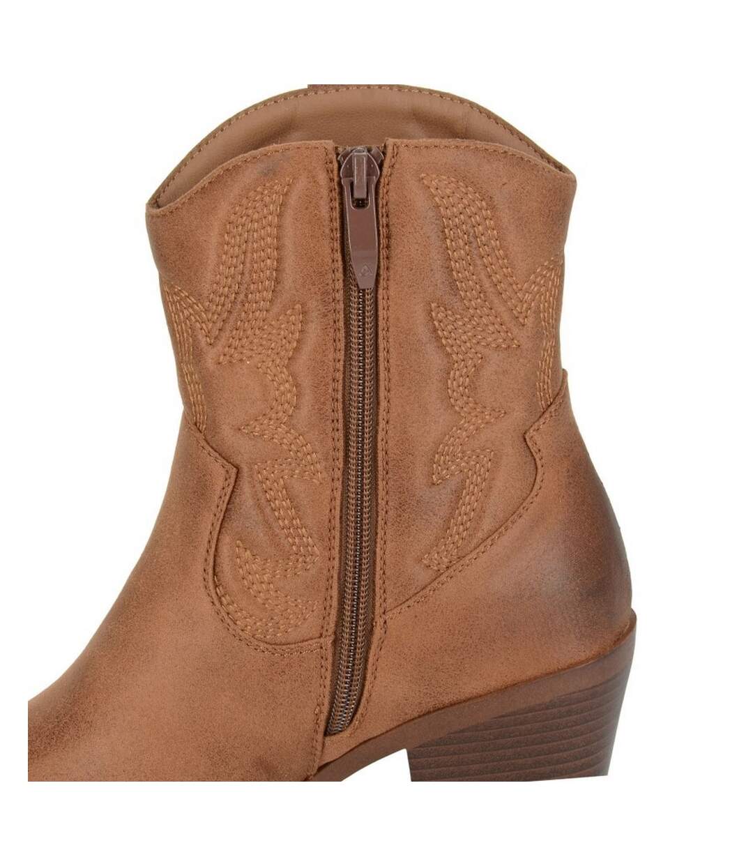 Bottines Style Cowgirl Bertilla Femme Brun Clair Cipriata-3
