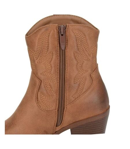 Bottines Style Cowgirl Bertilla Femme Brun Clair Cipriata