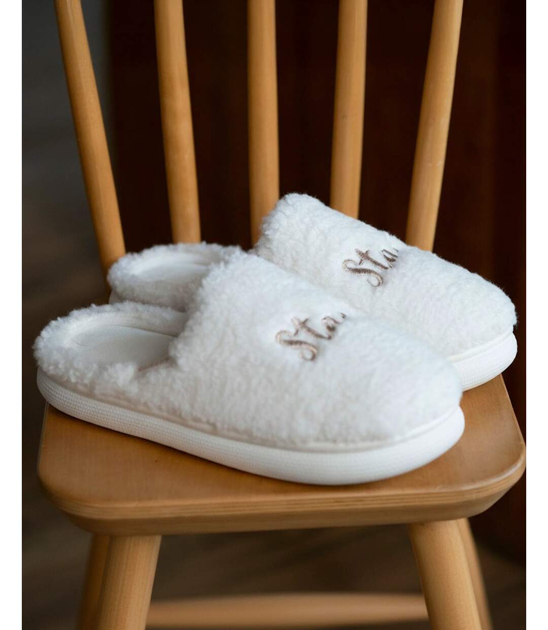 Isotoner Chaussons Mules femme matière sherpa, semelle bloup extra confort-2