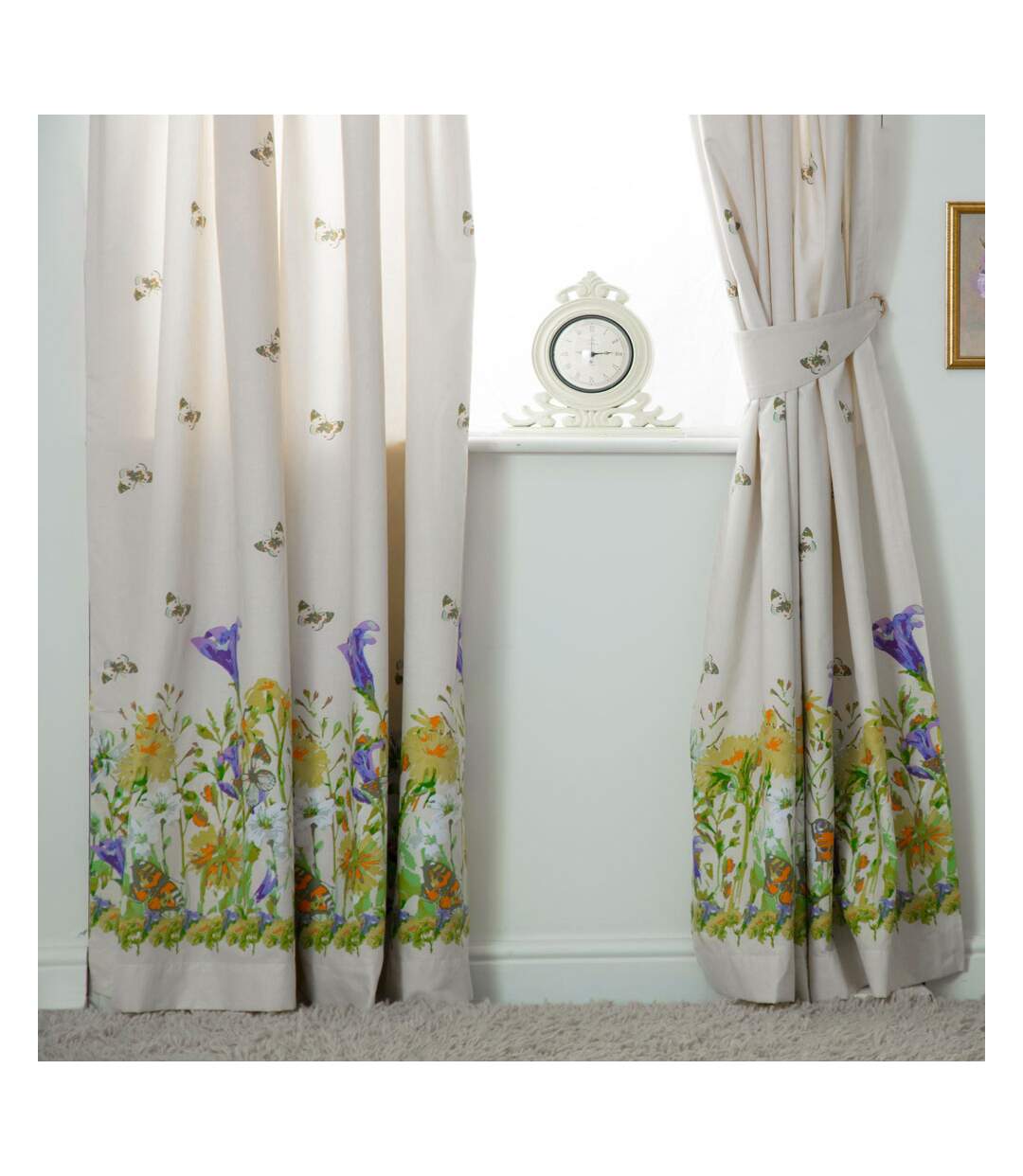 Bluebell meadow lined curtains 168 x 183cm ivory Belledorm-1