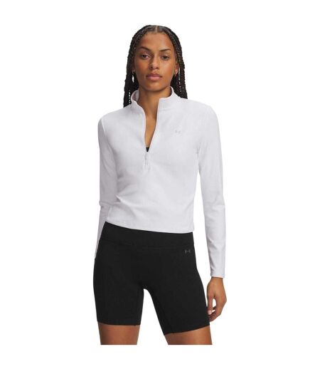 Womens/ladies Motion Half Zip Tracksuit Top White Under Armour