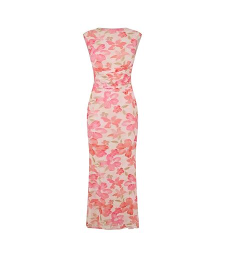 Womens/ladies Floral All-over Print Maxi Dress Pink White I Saw It First