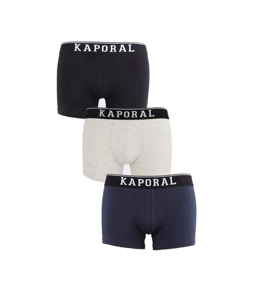 Lot x3 boxers noir/gris/marine homme kaporal quadmh-1
