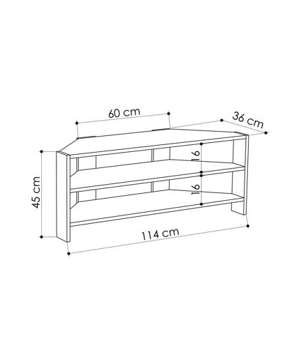 Meuble TV d'angle design scandinave Thales - L. 114 x H. 45 cm - Marron