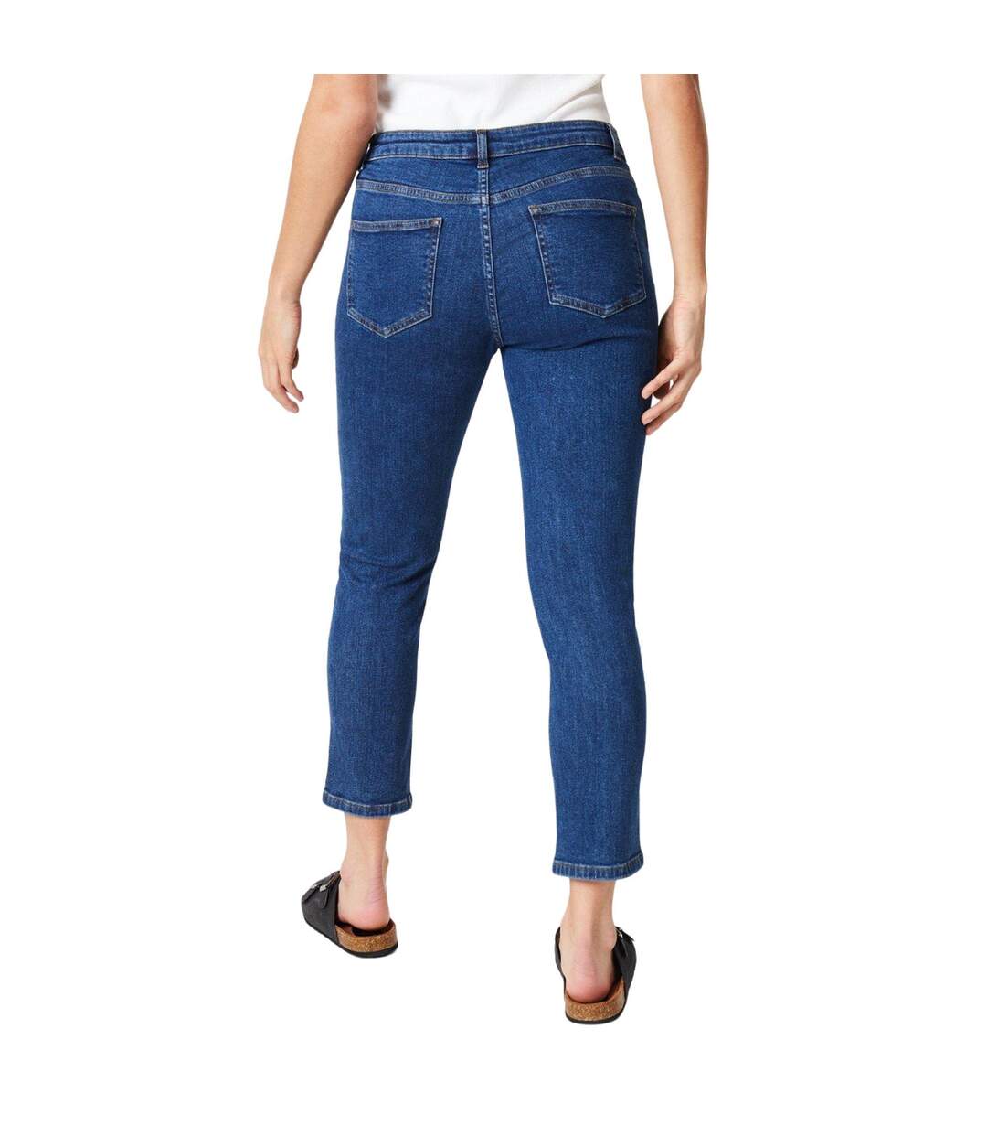 Womens/ladies Stretch Petite Slim Jeans Mid Wash Dorothy Perkins-3