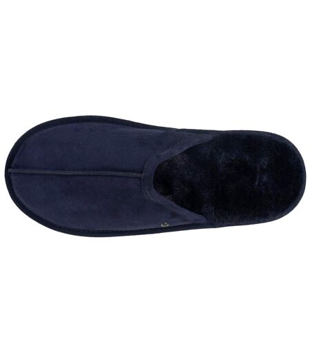 Isotoner Chaussons Mules homme en cuir et interieur ultra doux en fausse fourrure