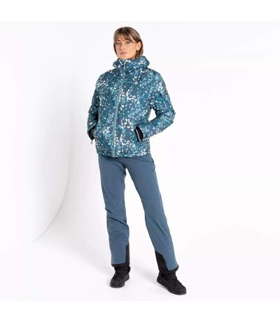 Womens/ladies Verdict Animal Print Insulated Hooded Ski Jacket Canton Green Dare 2B