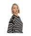 Womens/ladies Stripe Cotton Crew Neck Jumper Black Ivory Brave Soul-3