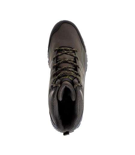 Hi-Tec Mens Hendon Mid Cut Walking Boots (Khaki/Black/Lime) - UTIG1041