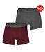 Lot De 2  Boxers Motif/style Logo Homme Gris Bordeaux Firetrap-1