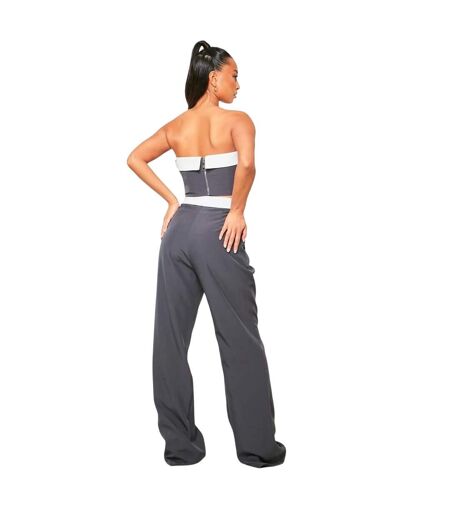 Womens/ladies Wide Leg Trousers Charcoal Missy Empire