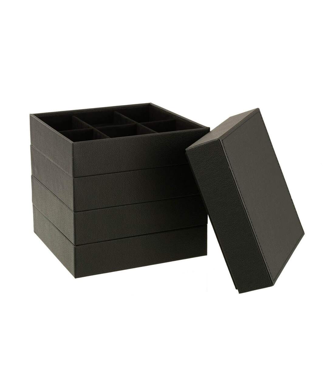 Boîte à Bijoux 4 Parties Ezra 22cm Noir-3