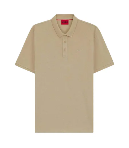 Mens Logo Pique Polo Shirt Beige Hugo