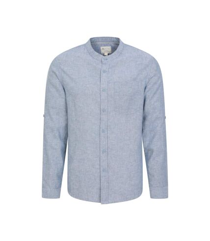 Mountain Warehouse Mens Lowe Linen Blend Grandad Collar Shirt (Blue)