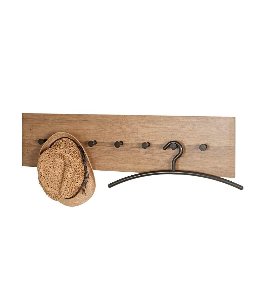 Patère Murale Miranda 80cm Chêne Foncé & Noir-3