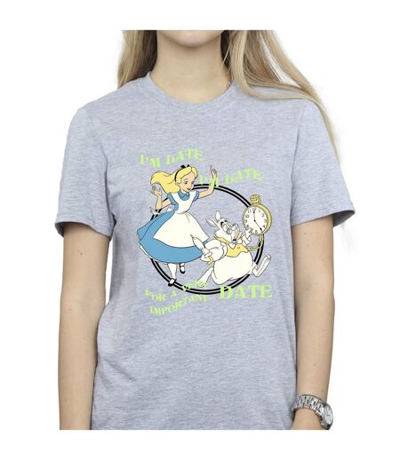 Disney - T-shirt ALICE IN WONDERLAND I'M LATE - Femme (Gris sportif) - UTBI8821