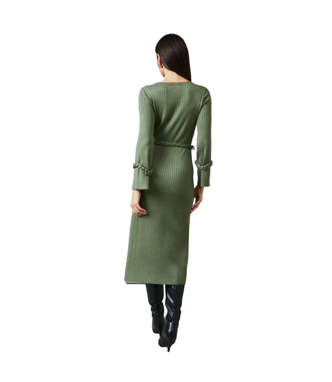 Robe mi-longue femme vert kaki Principles-2