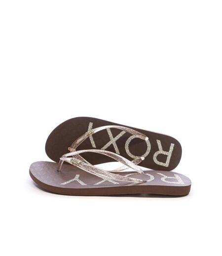 Tongs marron foncé/rose roxy viva sparkle - 37