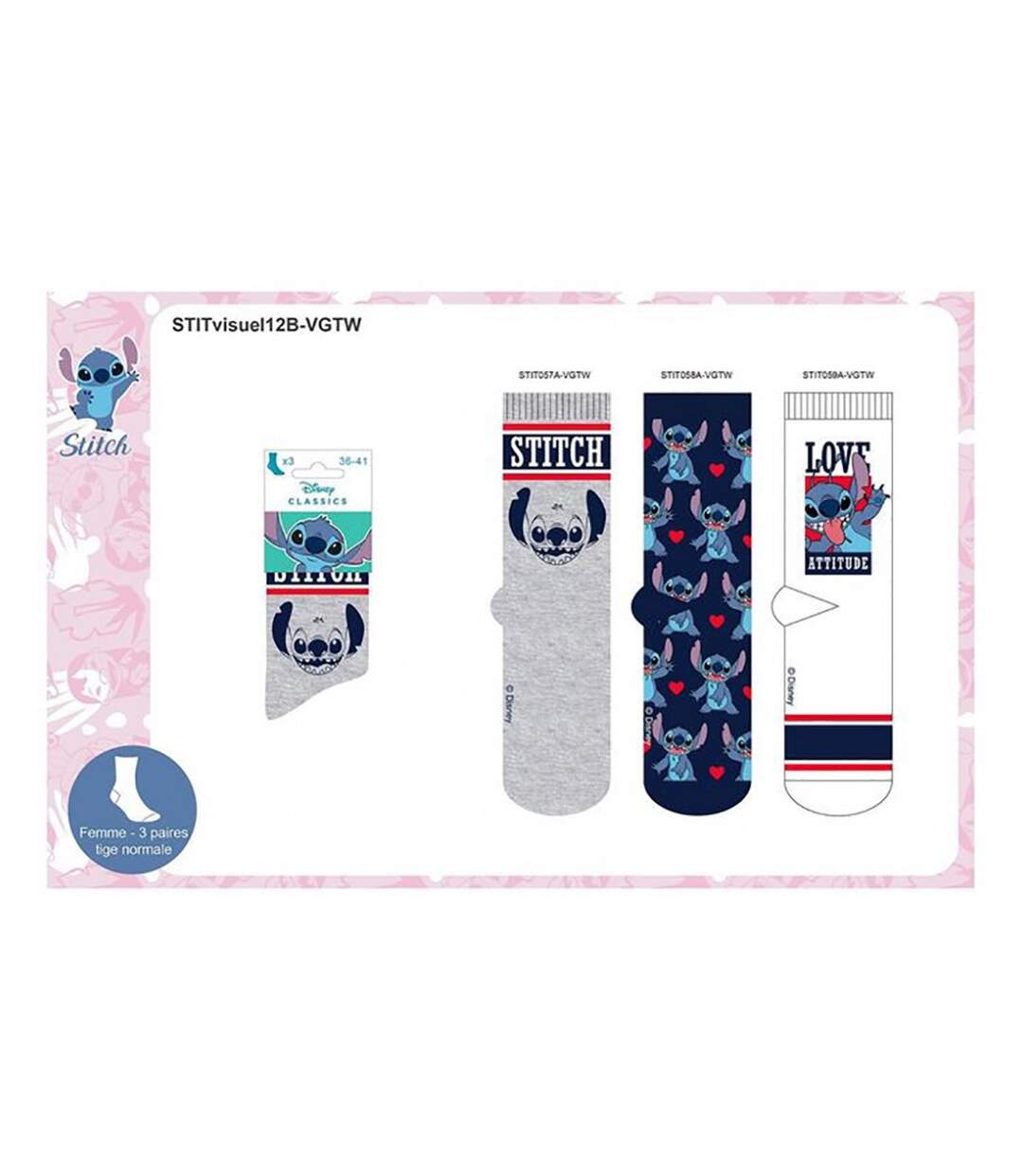 Chaussettes femme LICENCE Fantaisie-Assortiment modèles photos selon arrivages- - Pack de 9-4
