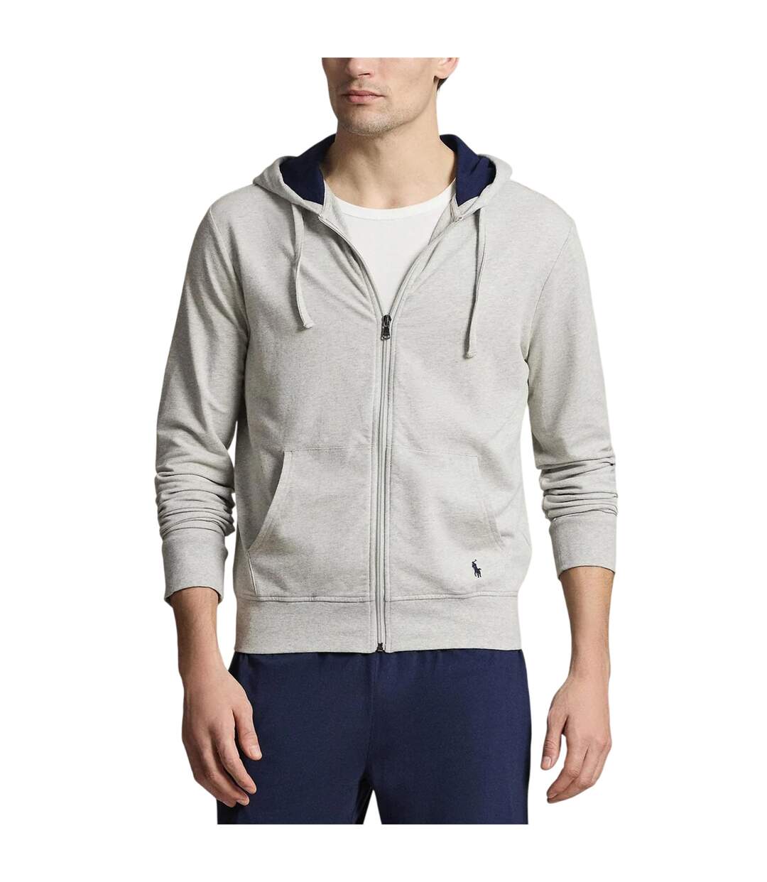 Veste À Capuche Motif/style Logo Brodé Polo Homme Gris Chiné Ralph Lauren-1