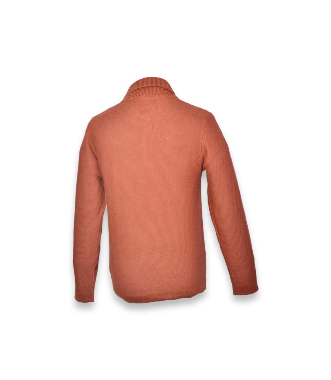 Pull homme manches longues col tunisien de couleur orange-2