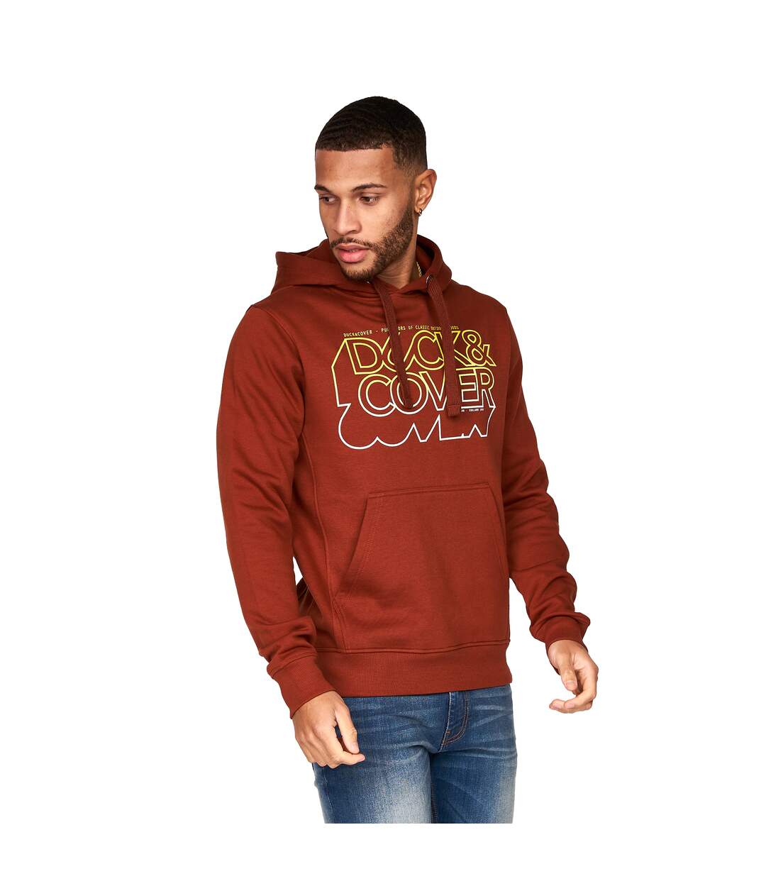 Sweat à capuche fillberts homme rouge orangé Duck and Cover-3