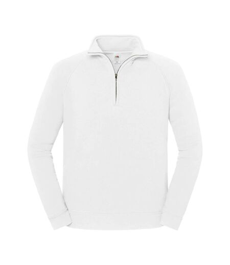 Mens Iconic Premium Half Zip Sweatshirt White Fruit Of The Loom