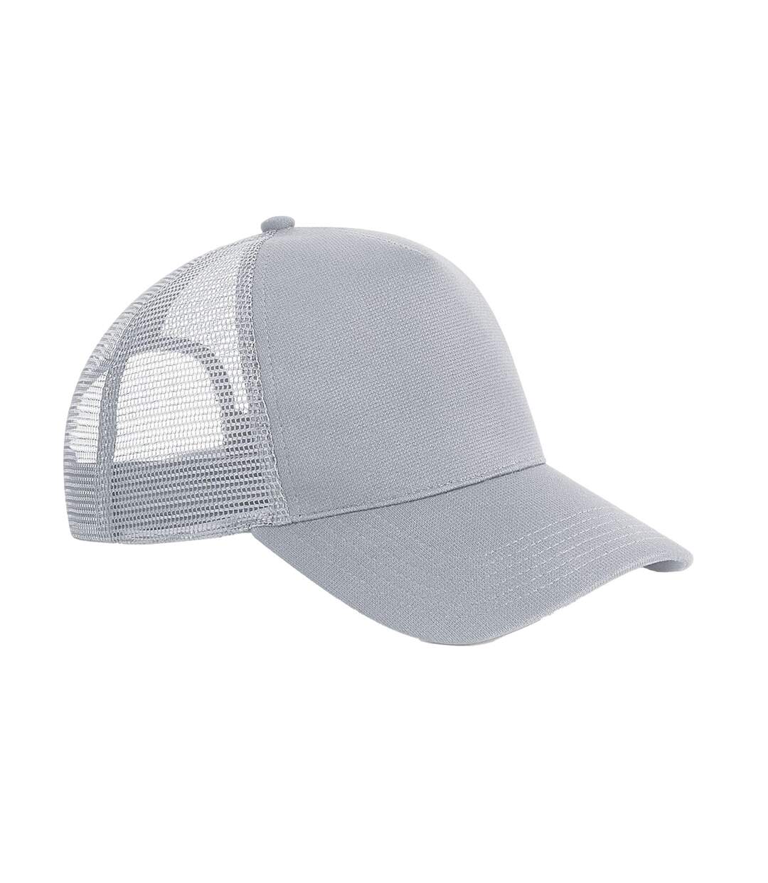 Casquette Unisexe Adulte Microknit Snapback Trucker Cap Gris Clair Beechfield-1
