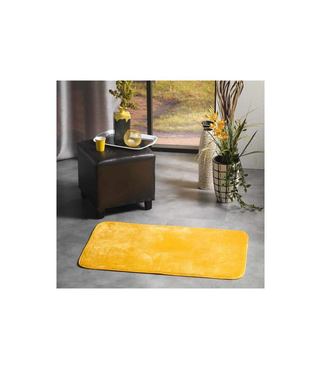 Tapis Uni en Flanelle Flanou 50x80cm Jaune-3