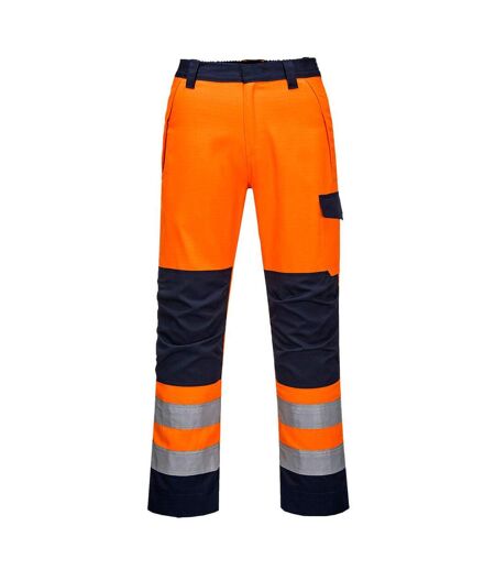 Pantalon de travail homme orange / bleu marine Portwest