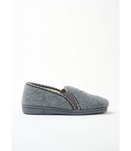 Chausson mocassin grande largeur mixte brodé