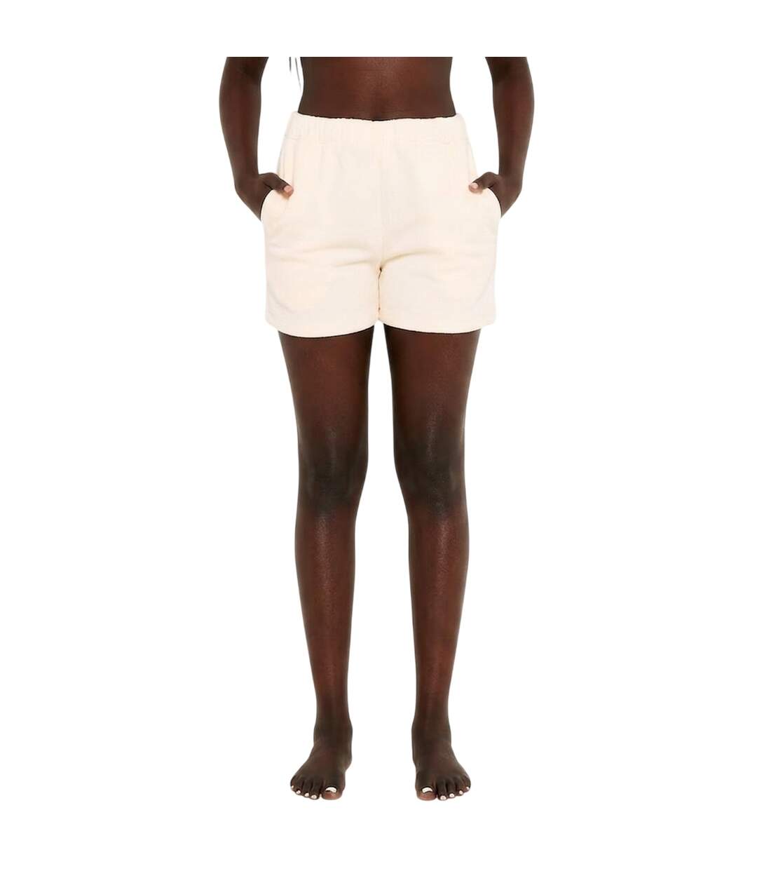 Womens/ladies Fleece Shorts Cream Missy Empire-3