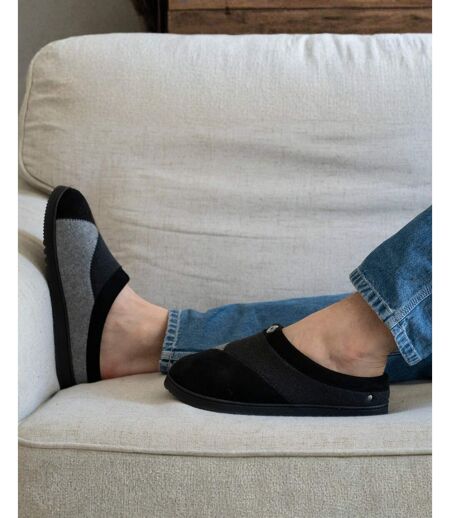 Isotoner Chaussons Mules homme polaire, chauds, semelle confort