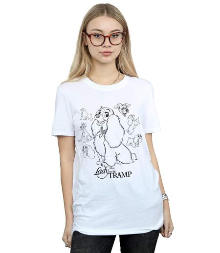 Disney - T-shirt LADY AND THE TRAMP COLLAGE SKETCH - Femme (Blanc) - UTBI18058