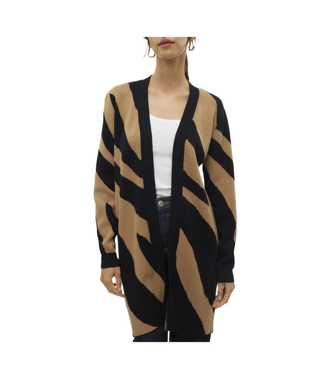 Gilet long noir/camel femme vero moda nancy-1