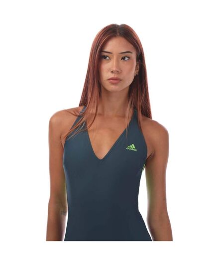Maillot De Bain 1 Pièce Style 3 Rayures Femme Bleu Sarcelle Adidas