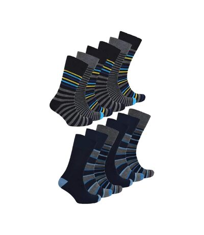 12 Pack Mens Non Elastic Striped Soft Breathable Bamboo Socks