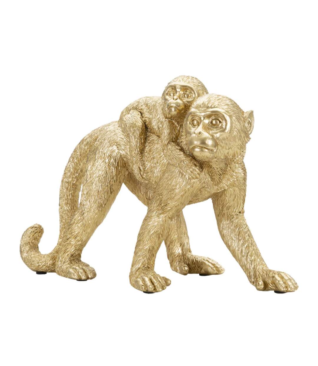 Statuette Déco Mère & Enfant Singe 29cm Or-2