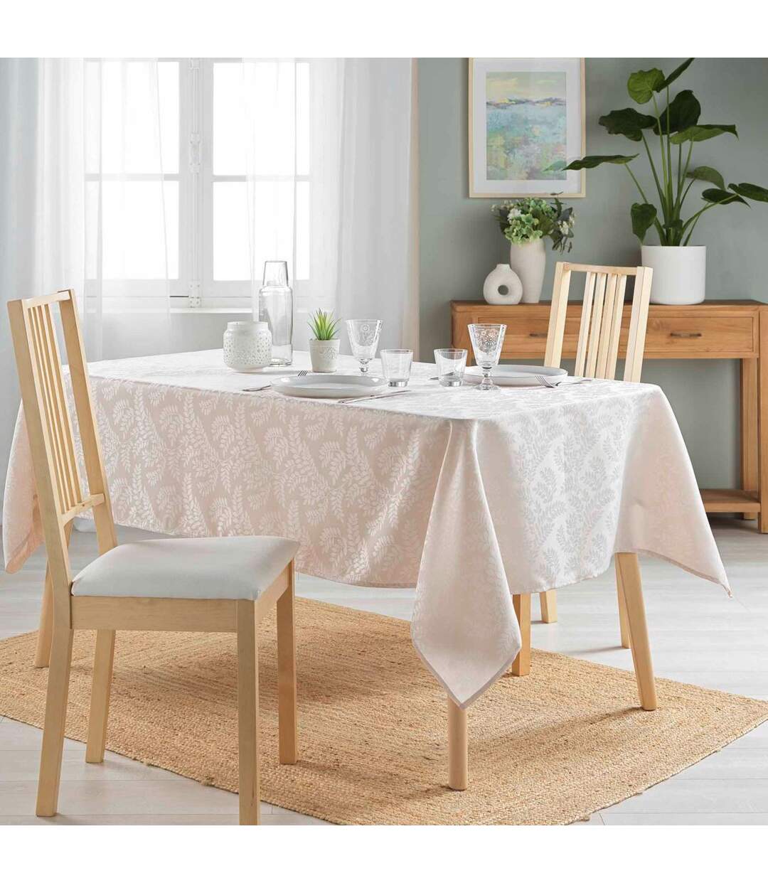 Nappe Jacquard Imprimé Doriane 140x240cm Naturel-4