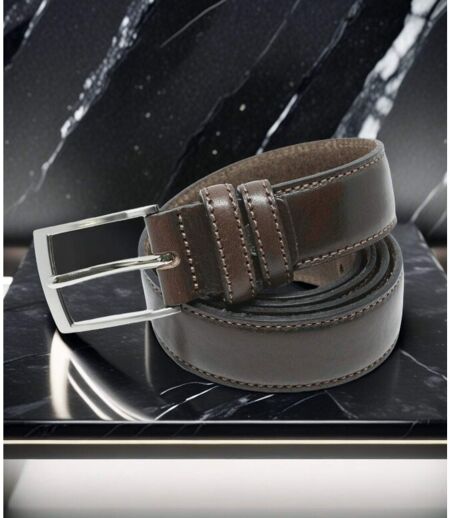 Ceinture en cuir de vachette marron pour homme - Ajustable et élégante