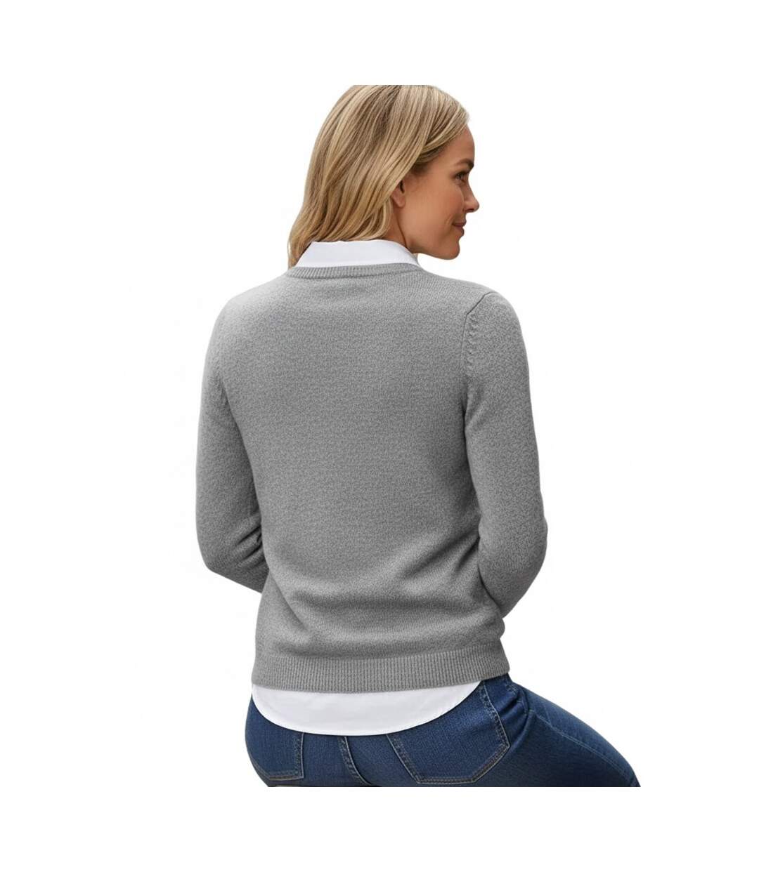 Pull Motif/style Classique Femme Gris Chiné WoolOvers-2