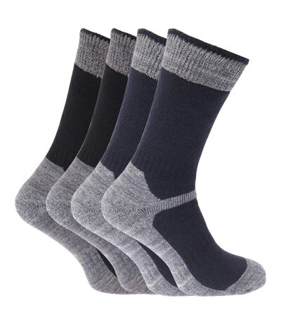 Chaussettes renforcées pour bottes de travail (lot de 4 paires) - Homme (Noir/Bleu marine) - UTMB153