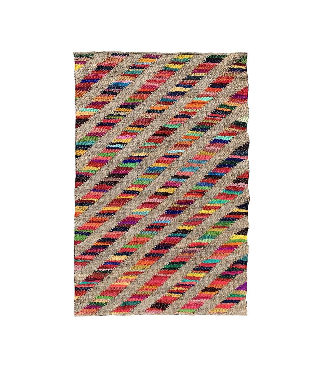 Tapis en jute fait à la main motif géométrique RAINBOWA-1