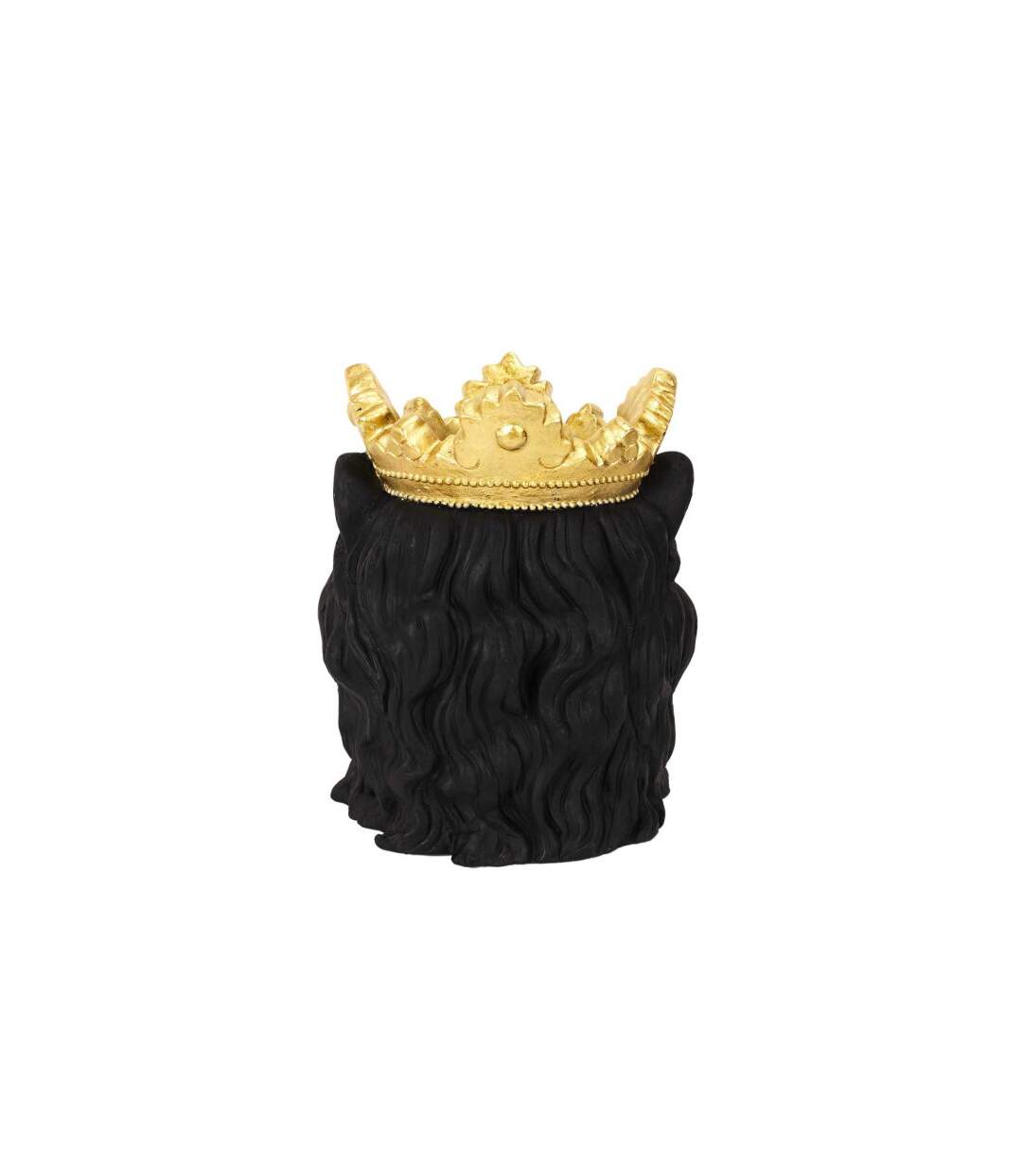 Cache-Pot Tête de Lion Couronne 39cm Noir-4